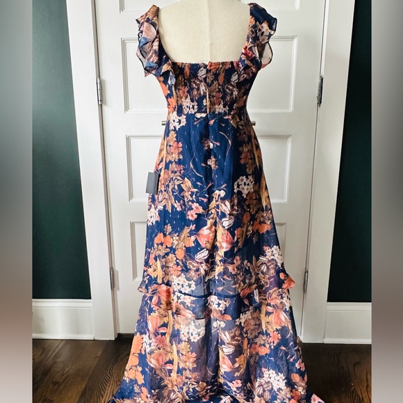 Floral High-Low Maxi Dress - Elegant & Flowy | Ruffled Special Occasion - Picture 8 of 13